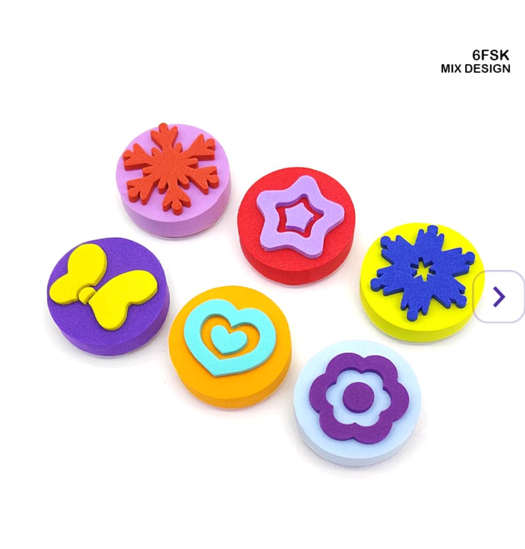 6Pc Foam Stamp Kids Design (6Fsk)