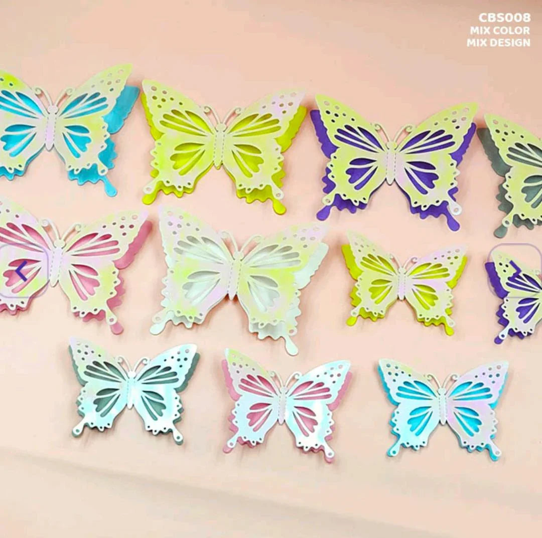 Sparkling 3D Metallic Butterfly Stickers - 12 Piece Set ( pack of 1)