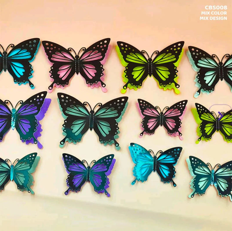 Sparkling 3D Metallic Butterfly Stickers - 12 Piece Set ( pack of 1)