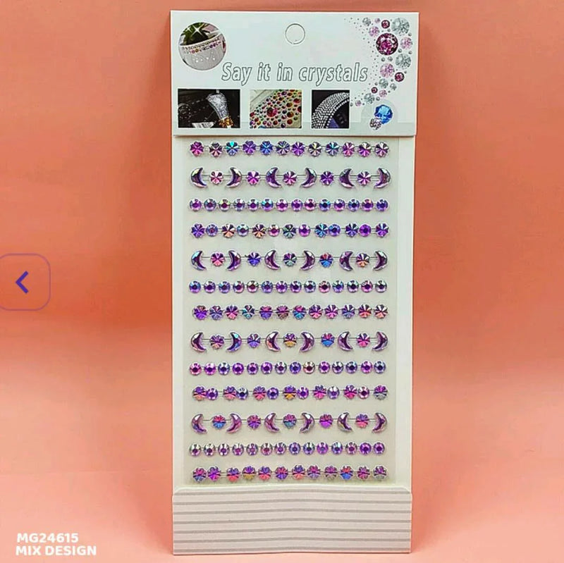 Gemstone Crystal Moon & Strip Stickers - Celestial Sparkle