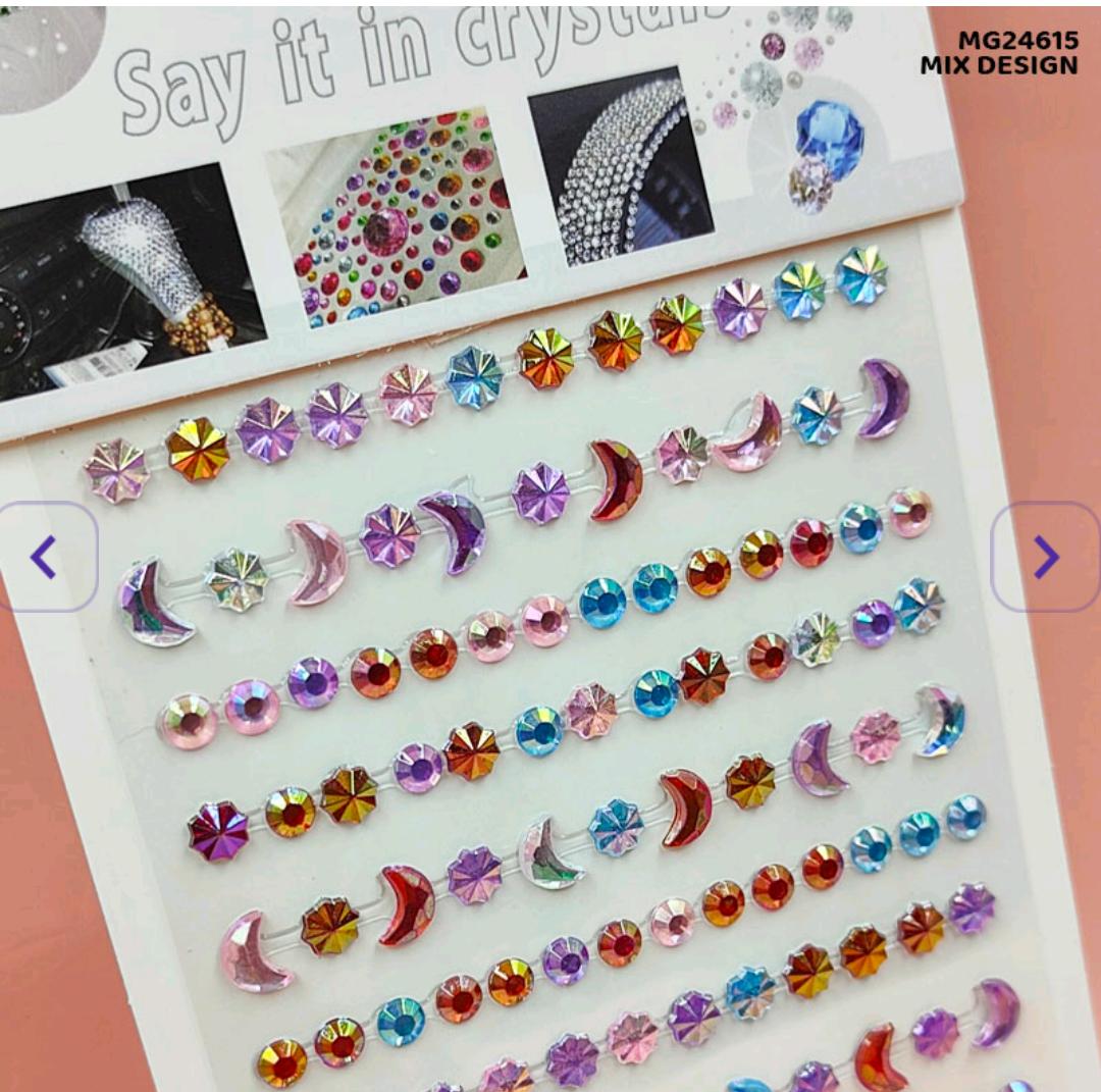 Mg24615 Gem Stones Stay Crystal Moon Strip Sticker