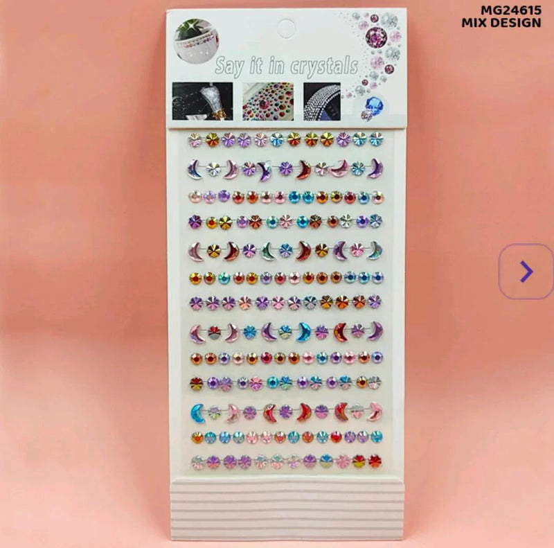 Gemstone Crystal Moon & Strip Stickers - Celestial Sparkle