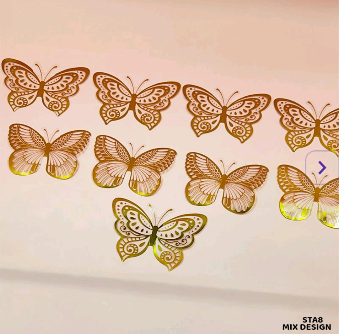 Sta8 3D 10 Butterfly Metallic Glitter Sticker