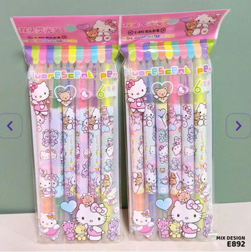 (Buy 1 Get 1 Free ) Kawaii Dual-tip Highlighter Pen | Pack of 6 pens