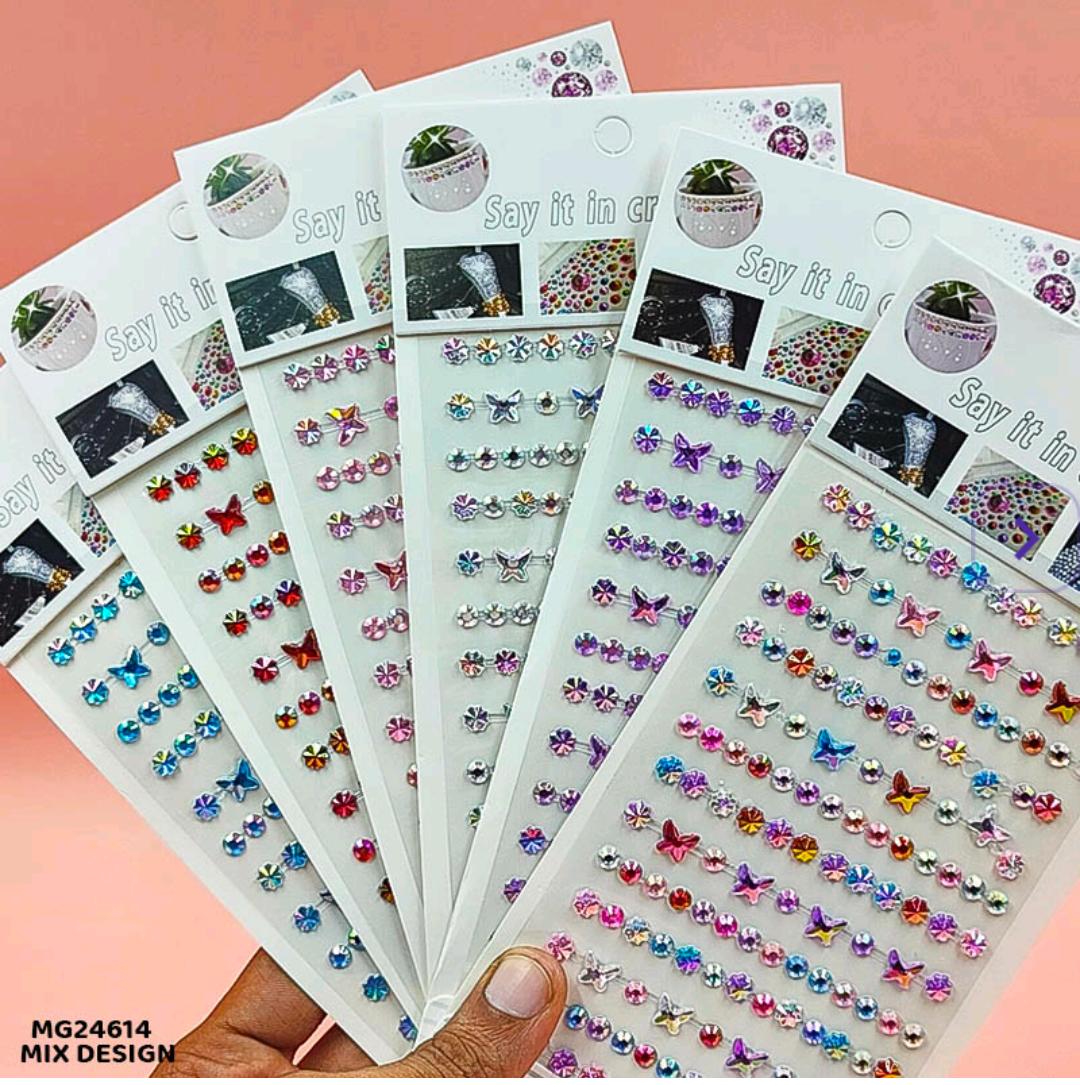 Mg24614 Gem Stones Stay Crystal Butterfly Strip Sticker