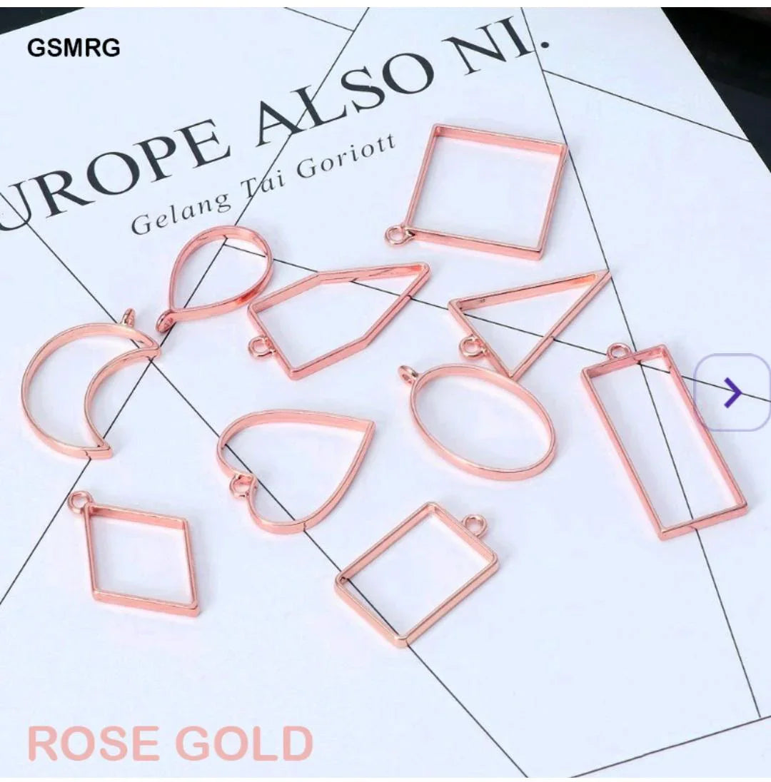 Elegant Rose Gold Bezel Set - Mixed Shapes for Jewelry & Crafts (10 Pieces)