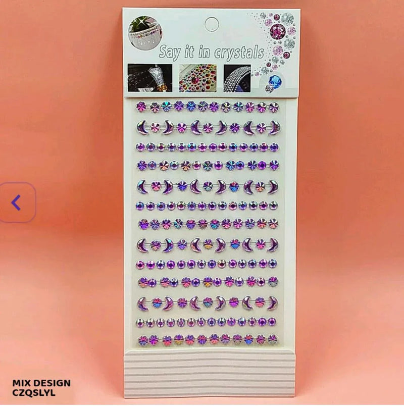 Sparkling Crystal Moon Gemstone Strip Stickers
