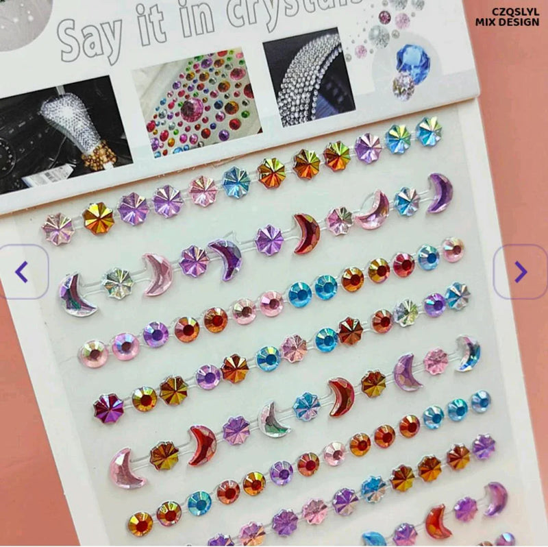 Sparkling Crystal Moon Gemstone Strip Stickers