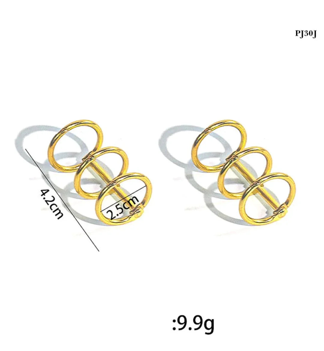 Elegant Gold 3-Hole Book Rings - 2 Piece Set