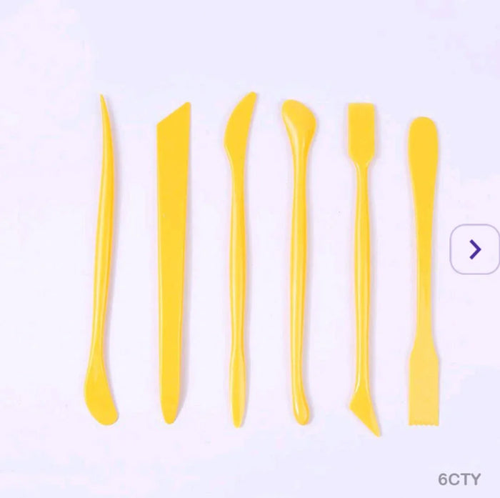 6-Piece Clay Sculpting Tool Set with Ergonomic Yellow Handles