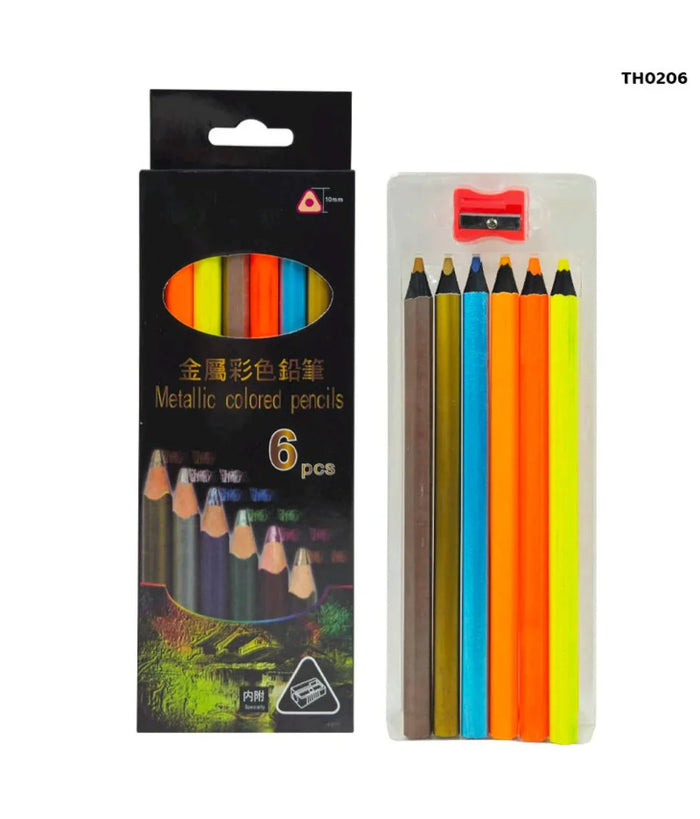 Metallic Colored Pencils - 6 Piece Set (Shiny Finish)