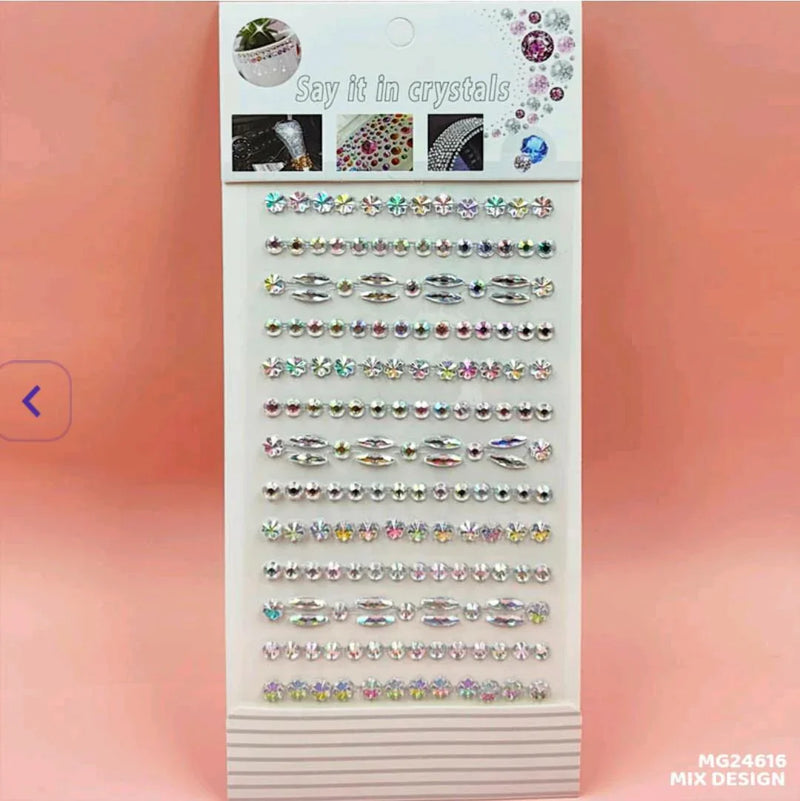 Elegant Crystal Gem Strip Stickers - Uniform Shimmer