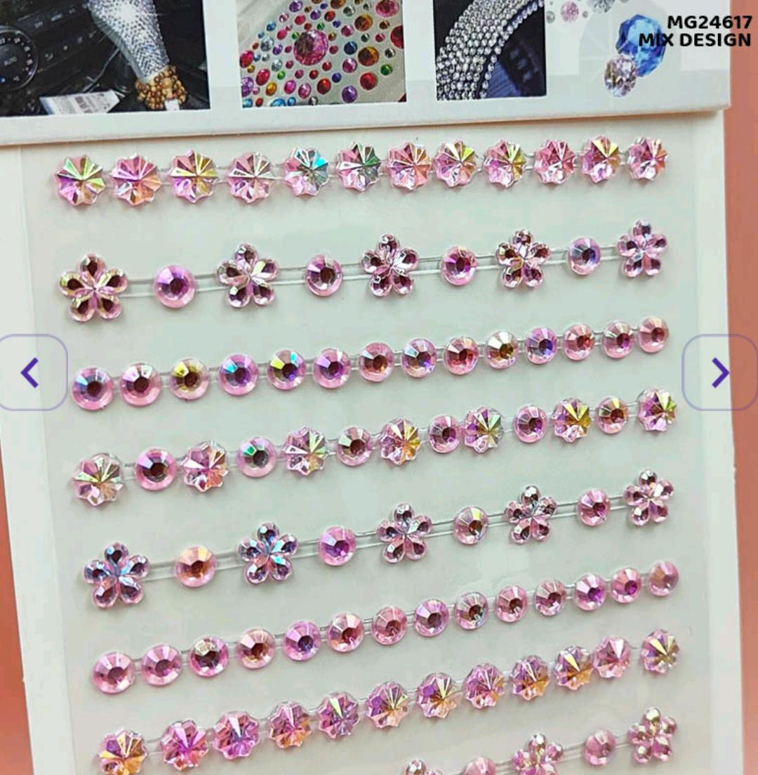 Mg24617 Gem Stones Stay Crystal Flower2 Strip Sticker