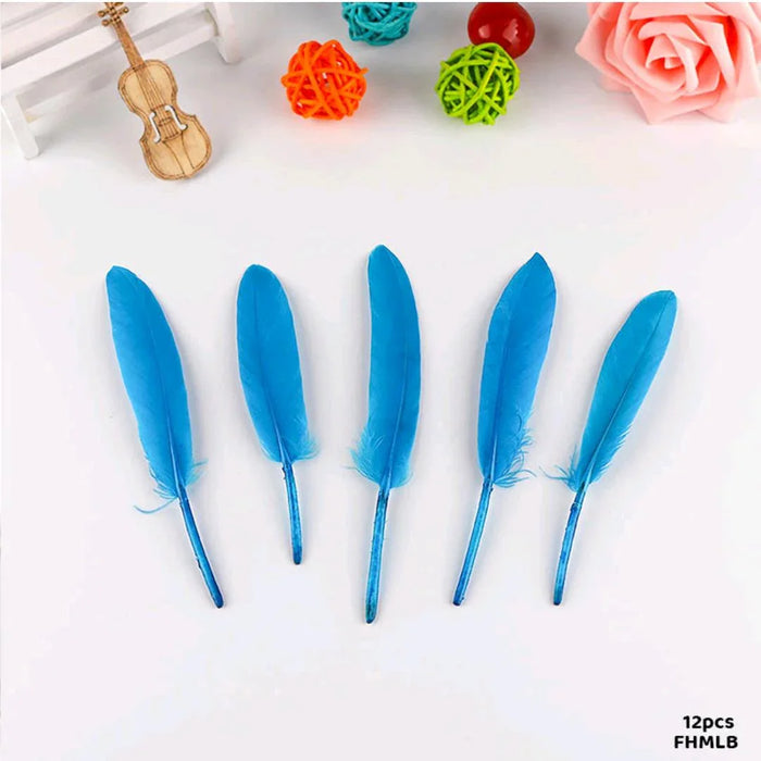 Small Hard Light Blue Feathers for Crafts & Decoration (12pcs)