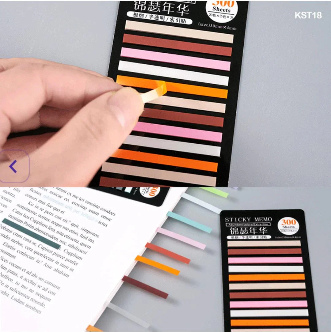 Matte Plastic Sticky Note Strips | 300 Sheets for Organization