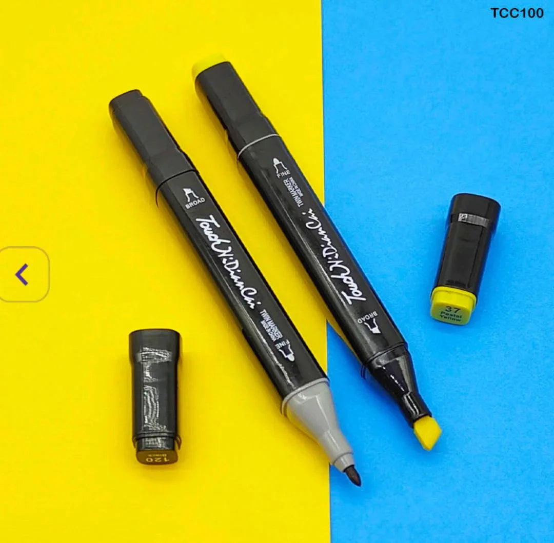 Touch Smooth Alcohol Markers - 100 Vibrant Colors in Black Carry Pouch