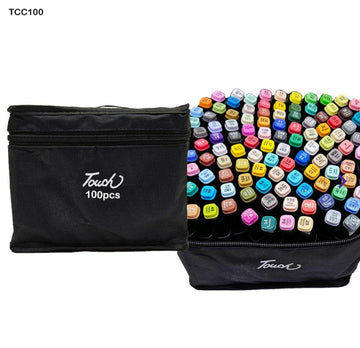 Touch Smooth Alcohol Markers - 100 Vibrant Colors in Black Carry Pouch