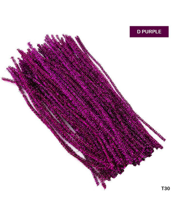 Pipe Cleaner for Craft and Bouquet  Glitter 100Pc D Purple (T30)