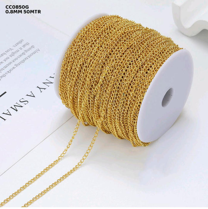 Delicate Gold Chain 0.8mm - 50 Meter Spool for Jewelry Making