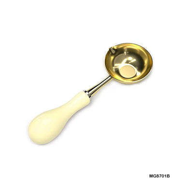 Elegant Wax Melting Spoon with Cream Wooden Handle (Mg8701B)