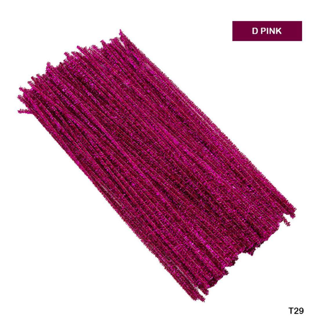 Pipe Cleaner Glitter 100Pc D Pink (T29)