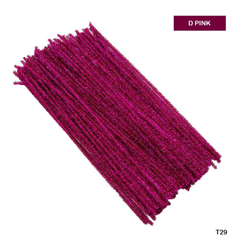 Pipe Cleaner Glitter  Dark Pink 100Pcs  pack of 1