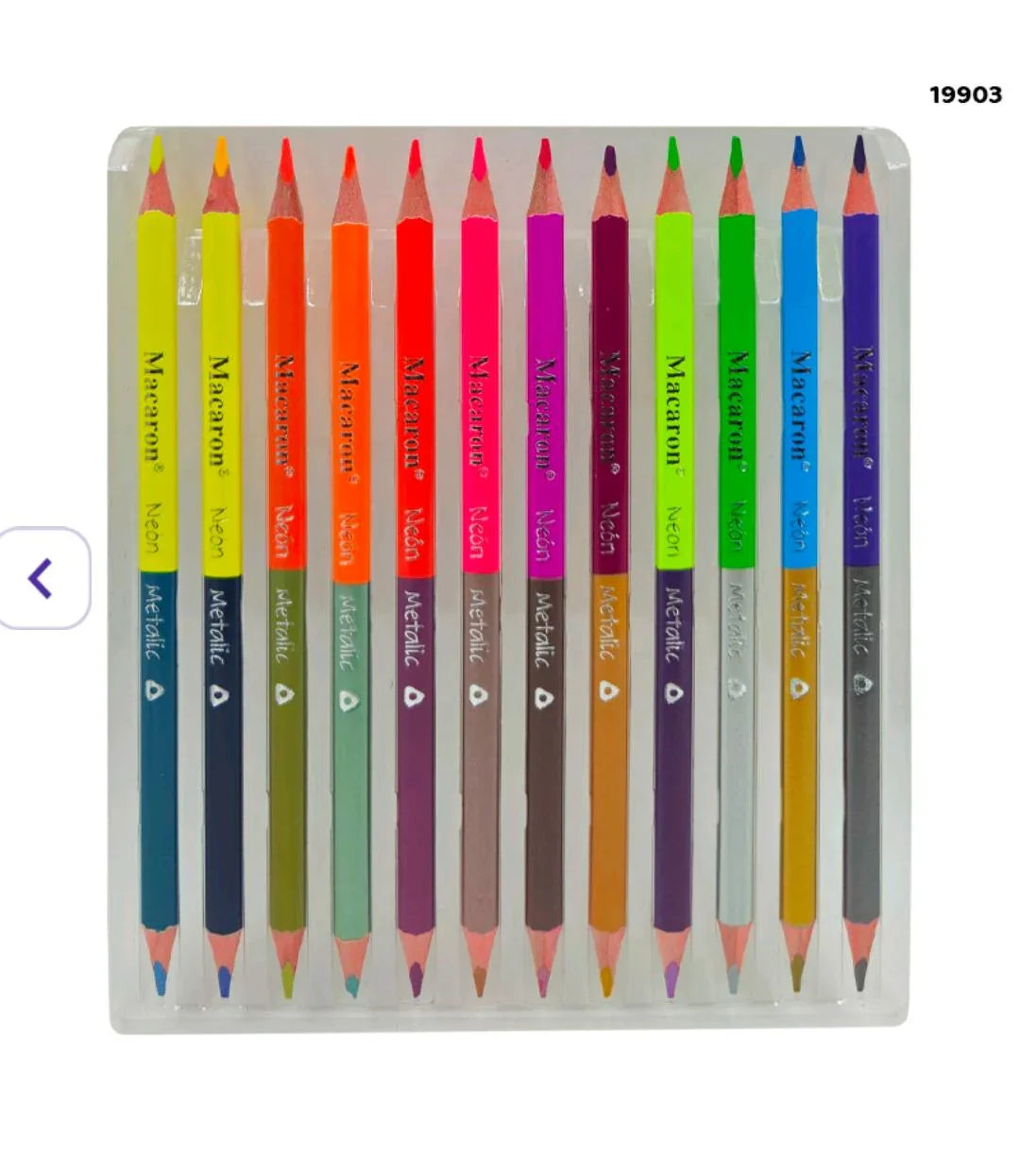 19903 Macaron 12Pc 2 Side Metalic Neon Pencil 24 Colors