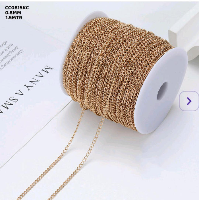 Gold Chain 1.5Mtr l Gold 0.8Mm l Pack of 1