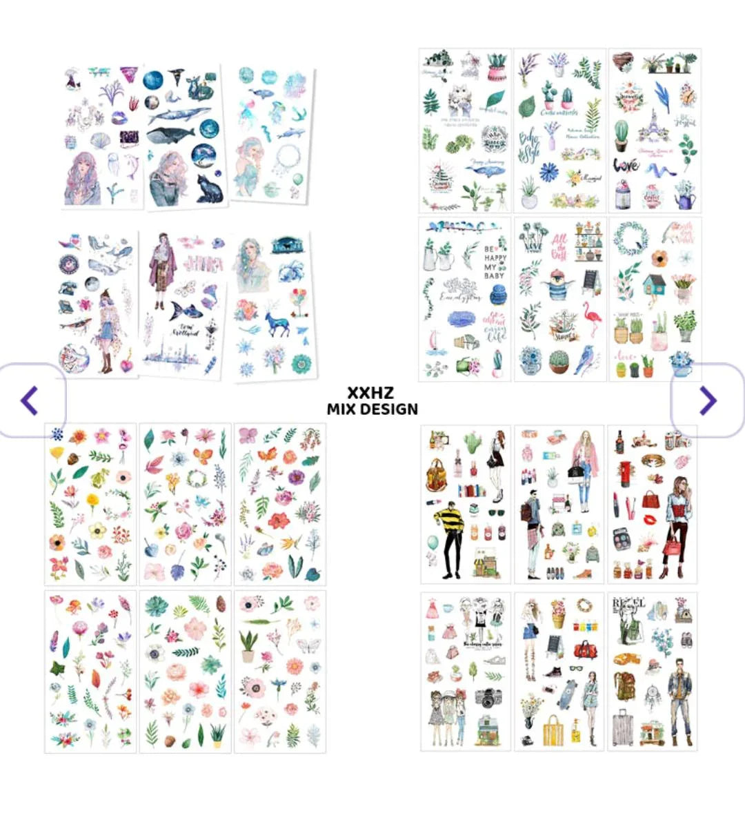 Floral & Botanical Deco Stickers for Journaling & Scrapbooking (6 Sheets)