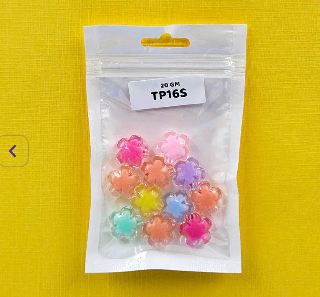 Colorful Flower Rim Craft Beads (20g Pack)