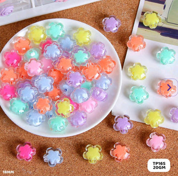 Colorful Flower Rim Craft Beads (20g Pack)