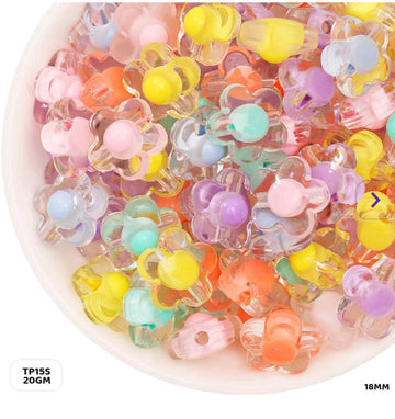 Colorful Flower Cap Craft Beads (20gm) pack of 1