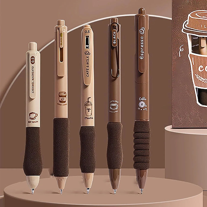 Coffee edition 0.5mm Blue Gel Pens l different Knibs 5 pens set l Fine korean Edition
