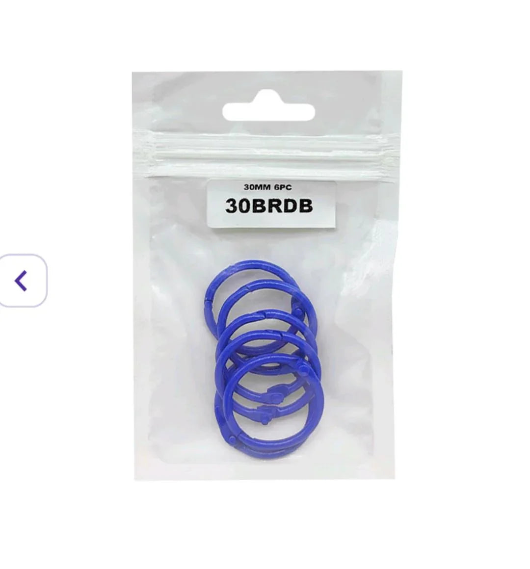 30Mm Book Binding D Blue Ring (6Pc) (30Brdb)