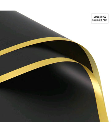 Premium Black & Gold Border Wrapping Paper | 20 Sheets Pack