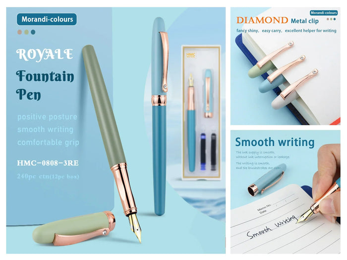 ROYALE Fountain Pen – Morandi Colours Smooth Writing Pen with Comfortable Grip