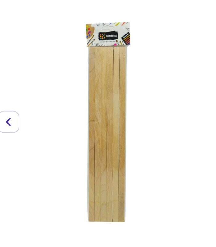 Thick Square Wooden Craft Sticks - 30cm x 10mm (6 Pack) - Durable DIY Material