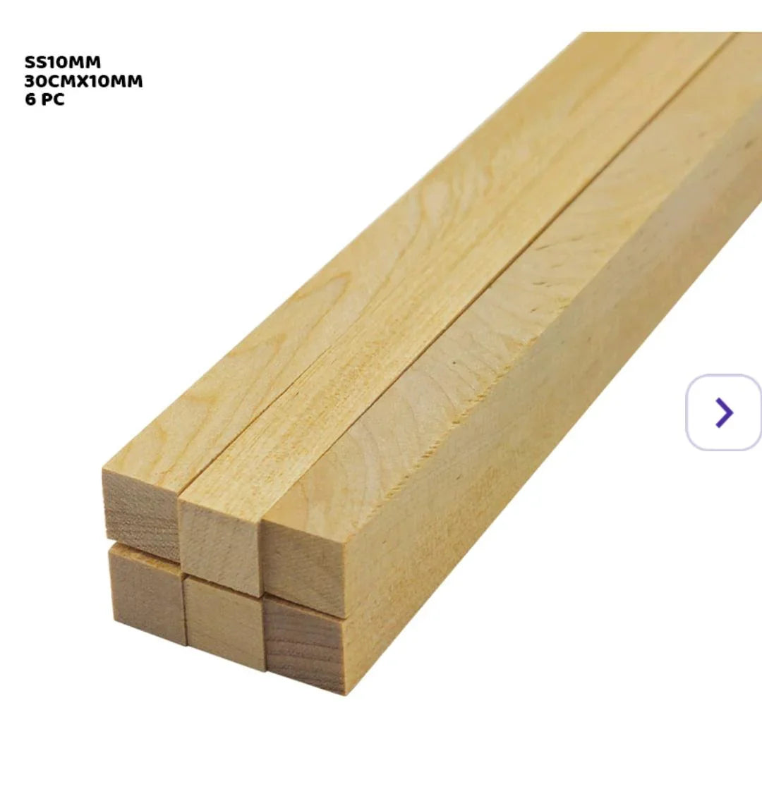Thick Square Wooden Craft Sticks - 30cm x 10mm (6 Pack) - Durable DIY Material