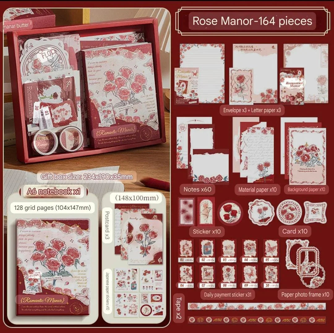 (Buy 1 Get 1 Free) Romantic Manor Journaling & Scrapbooking Kit | 2026 Edition | Complete 164-Piece Vintage-Inspired Set