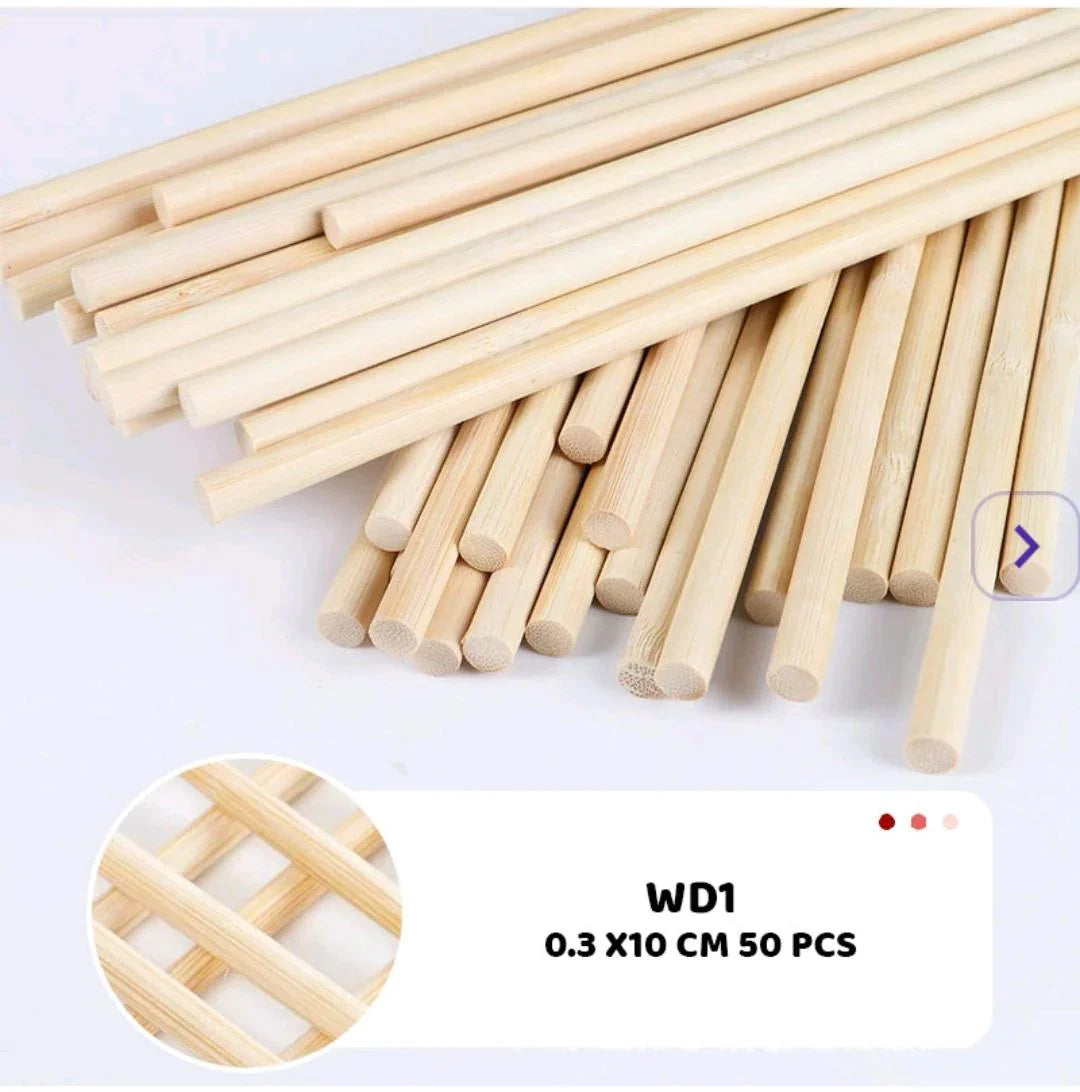 Plain Wood Craft Sticks - 50 Piece Set for DIY & Models