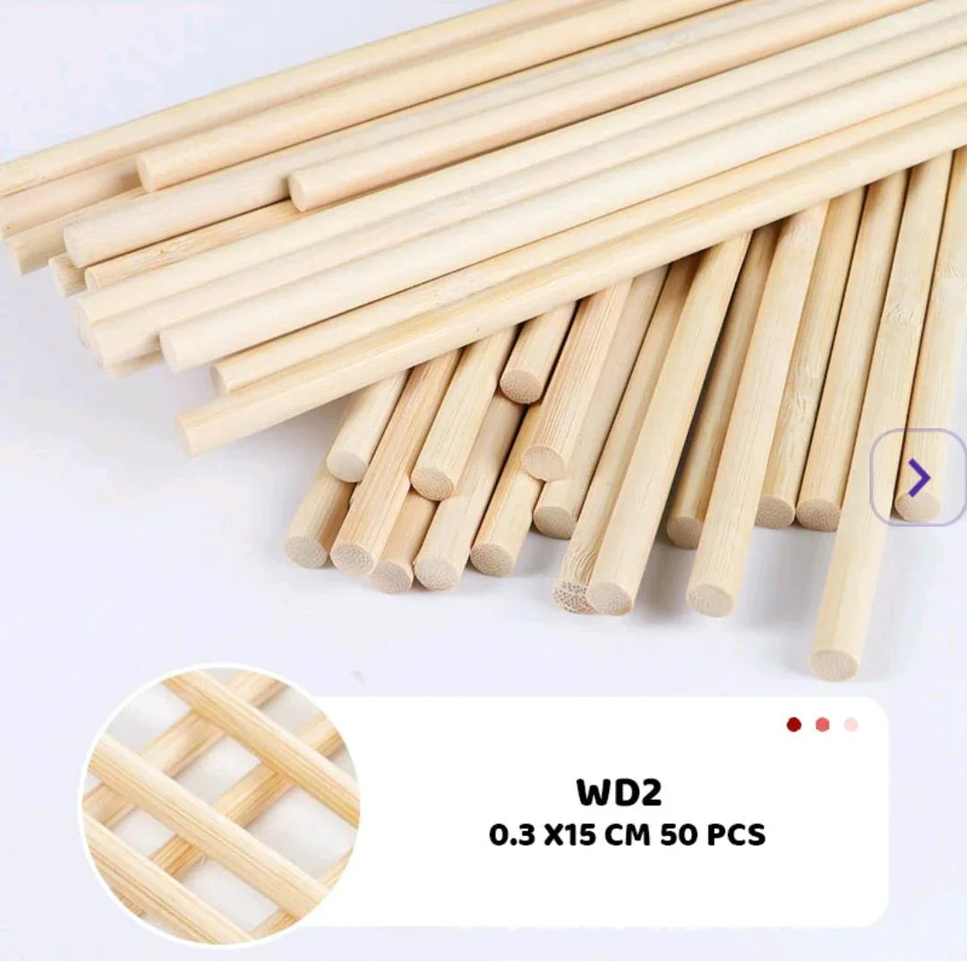 Plain Wood Craft Sticks - 50 Pcs for DIY, Models & Decor