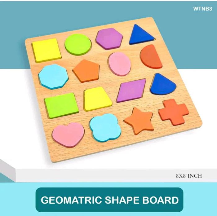 Interactive Geometric Shape Sorter Puzzle Board (8x8 Inches)