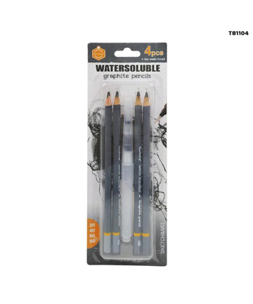 Graphite Pencil Set (4 Pencils + 1 Brush Pen)