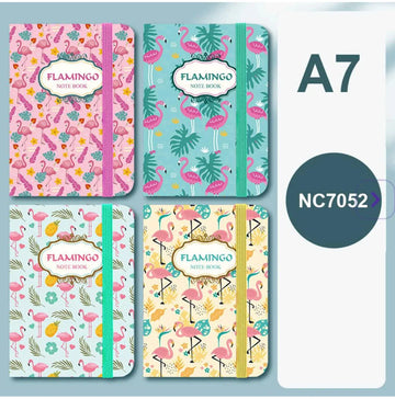 Cute Flamingo Pattern Ruled A7 Undated Journal - Tropical Diary