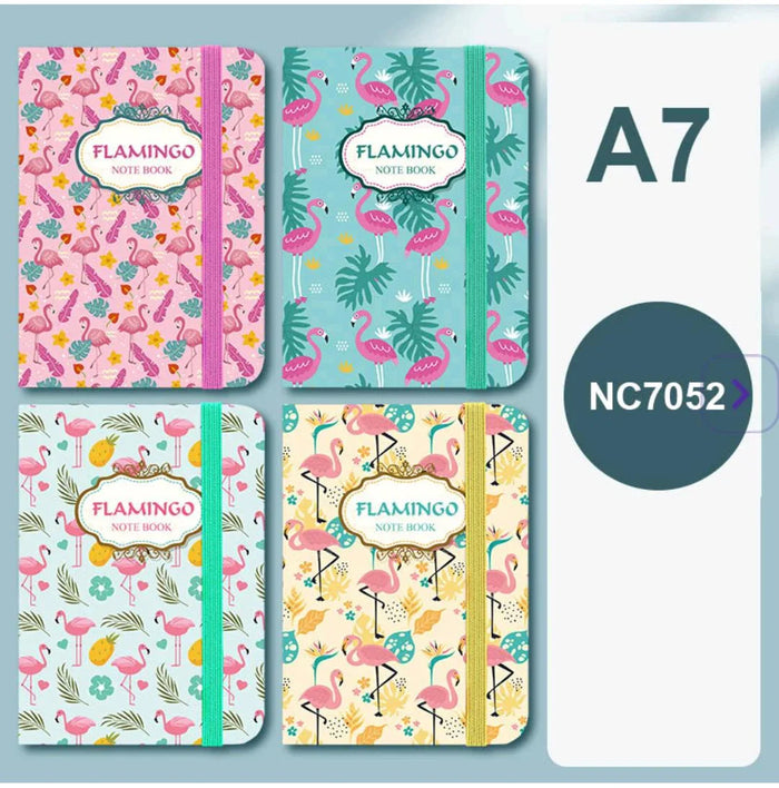 Cute Flamingo Pattern Ruled A7 Undated Journal - Tropical Diary