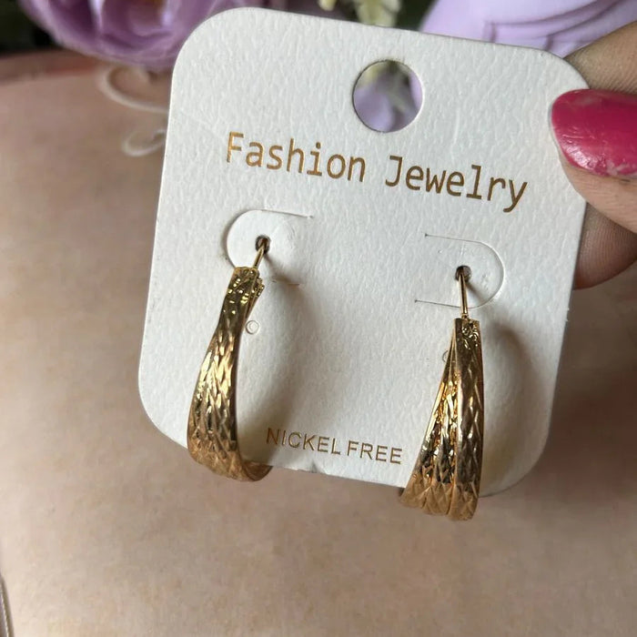 Textured Gold Hoop Earrings – Nickel Free