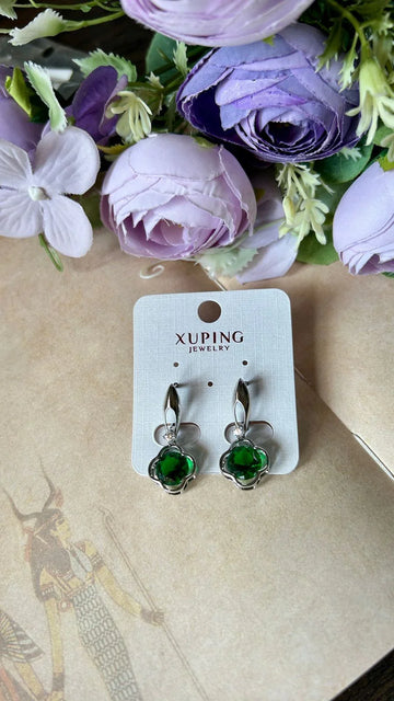 Elegant Green Crystal Drop Earrings