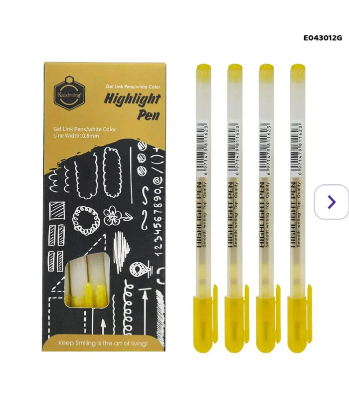 Gold Metallic Highlights Pen Set - 0.8mm Tip (12 Pack)