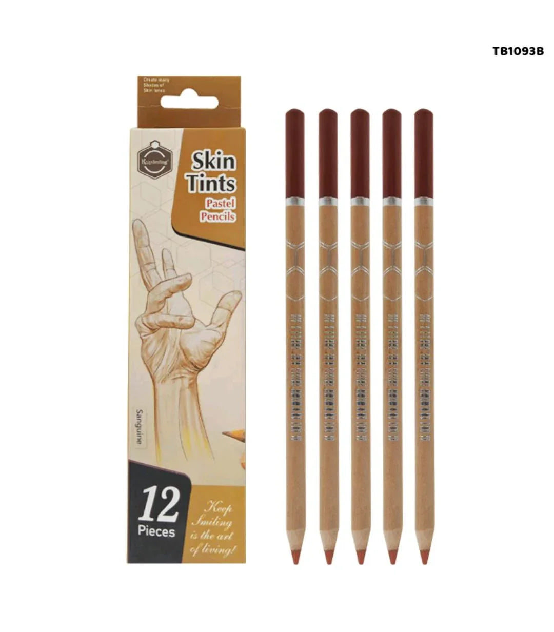 Skin Tints Pastel Pencils - 12 Shades for Realistic Skin Tone Art