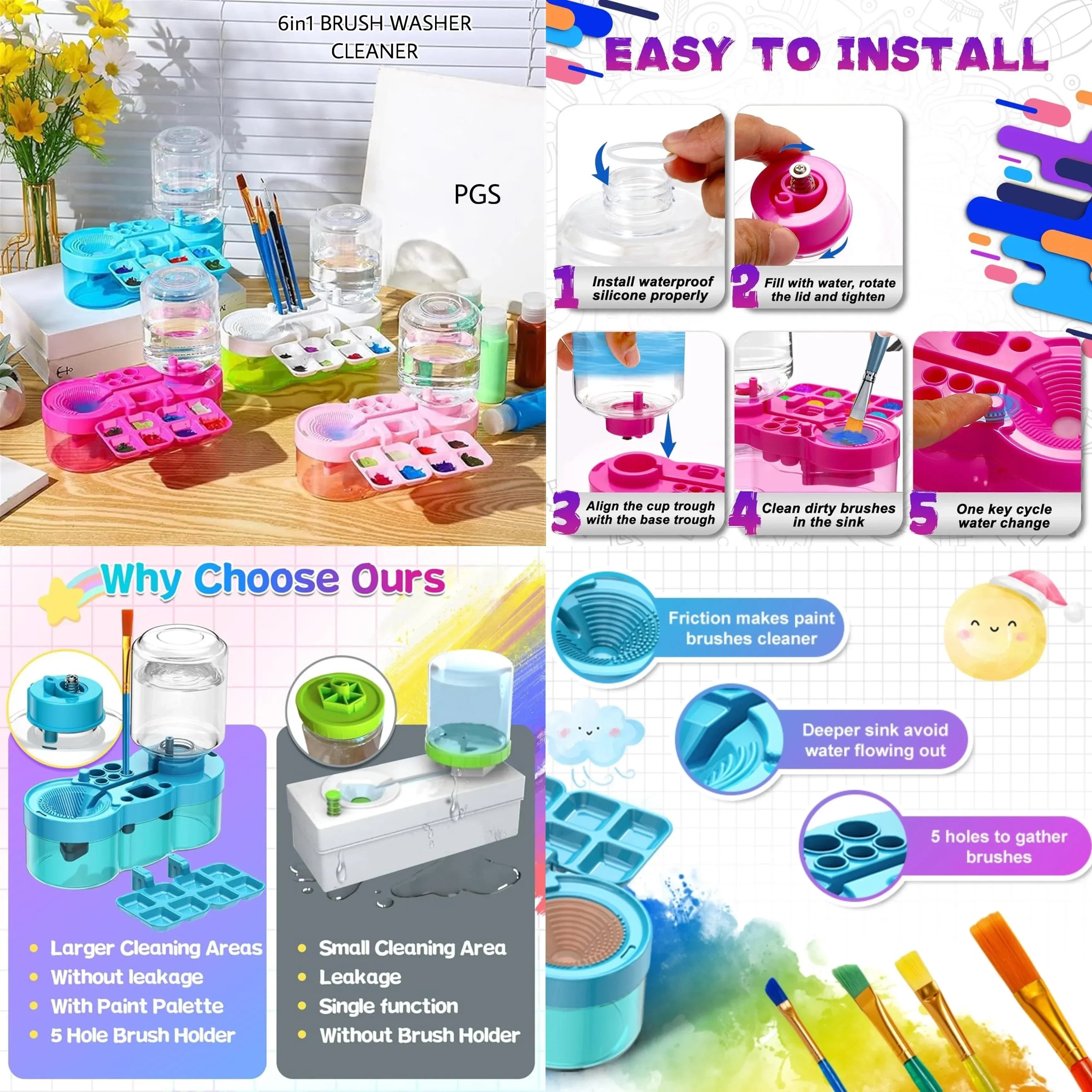 (BUY 1 GET 1 FREE) Automatic Brush Cleaner for Artists | Premium German 6-in-1 design